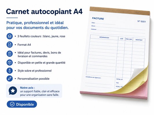 Carnets autocopiants 2,3,4 feuillets